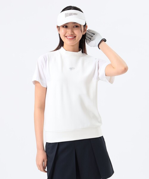 tシャツ 「接触冷感/吸水速乾」ORANGE LABEL / シアー 袖切替 モックネック レディース