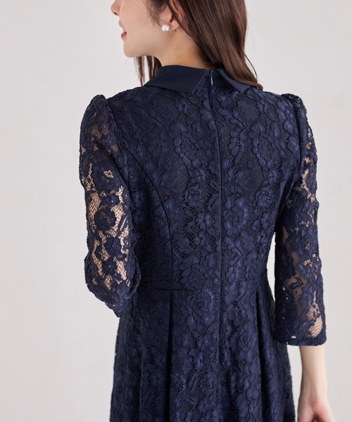tocco closet ワンピース パール釦パネルライン襟付きレース