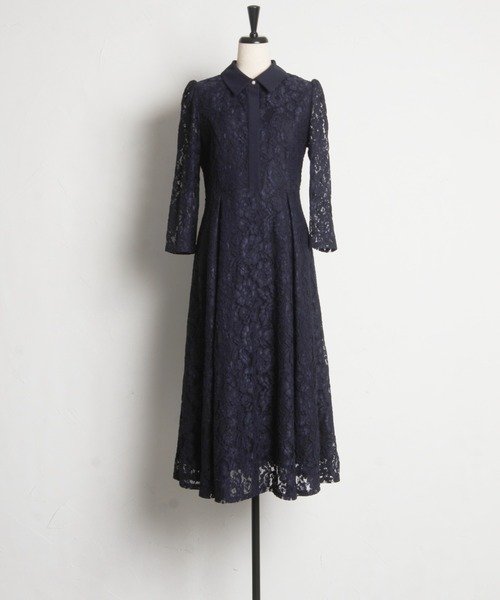 tocco closet ワンピース パール釦パネルライン襟付きレース