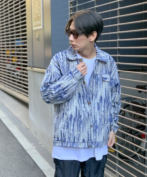 link lot ブルゾン アウター ジャガード 総柄シャツブルゾン メンズ