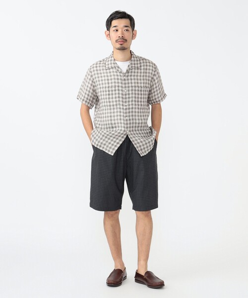 BEAMS+ リネン100% BD チェック シャツ 日本製 Lサイズ BEAMS F（ビームスF）【別注】CORDINGS / コットンリネン