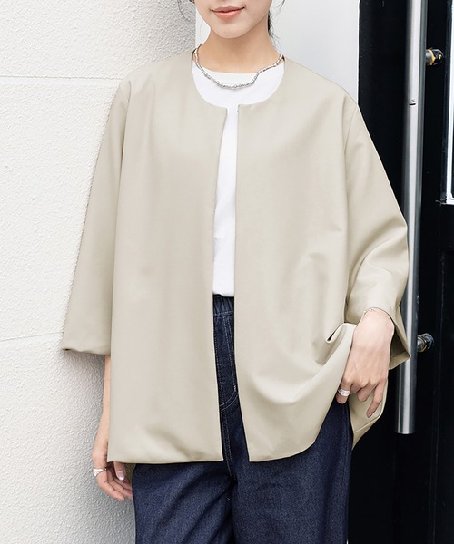 ジャケット ノーカラージャケット 入学式 卒業式 ラウンドネック