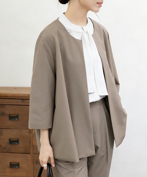 ジャケット ノーカラージャケット 入学式 卒業式 ラウンドネック
