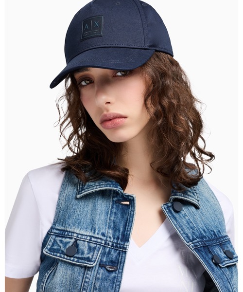 EMPORIO ARMANI* アルマーニ ロゴ キャップ キャンバス A|X アルマーニ エクスチェンジ】シグネチャーロゴ キャップ