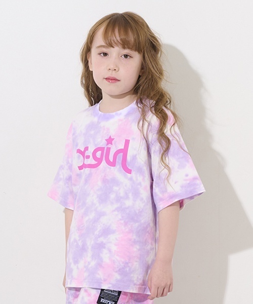 SADS タイダイ染めTシャツ skull pink ピンク X-girl Stages tシャツ ロゴプリント手染めタイダイ半袖Tシャツ