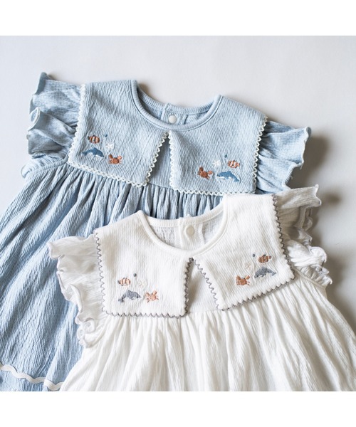 mocmof（モクモフ） ベビー服 ロンパース 水族館 刺繍ロンパース