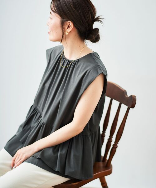 tシャツ ペプラムフリルノースリーブTEE レディース