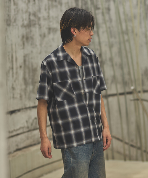 【美品】ジャーナルスタンダード　ホームステッド　オンブレ オープンカラーシャツ JOURNAL STANDARD J.S HOMESTEAD シャツ J.S.Homestead / Stead