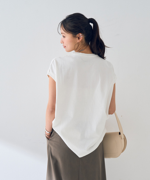 upper hights - 282アッパーハイツTHE SHIRTストレッチコットンノースリーブブラウス白 2426037946.jpg?1687873754