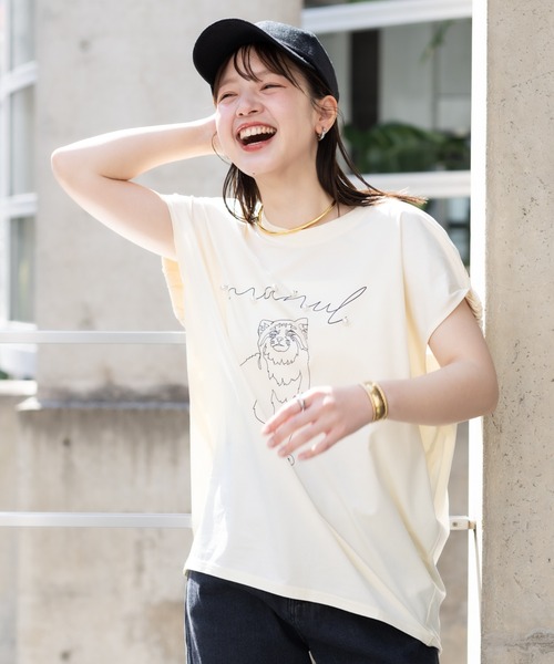 tシャツ 「meeny miny」「旭山動物園応援商品」マヌルネコパールTシャツ レディース
