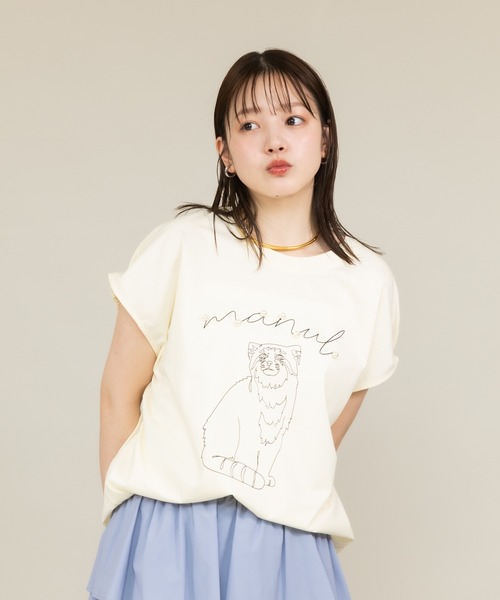 tシャツ 「meeny miny」「旭山動物園応援商品」マヌルネコパールTシャツ レディース KATHARINE ROSS tシャツ 「meeny miny」「旭山動物園応援商品
