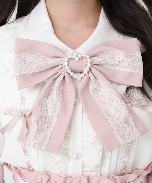 【新品・美品】DearMyLove はしごレースリボンフリルブラウス☆おまけ付き DearMyLove ブラウス シャツ はしごレースリボンフリルブラウス