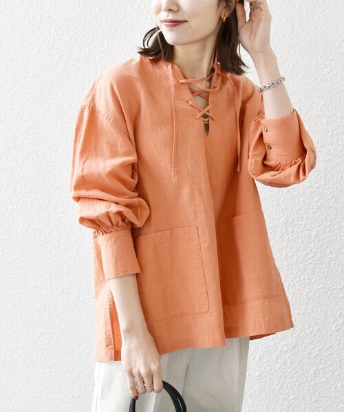 「SHIPS any」 長袖シャツ ONE SIZE オレンジ レディース