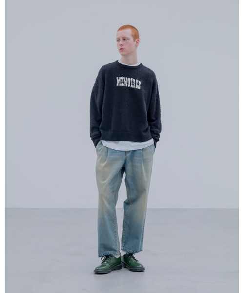 ワイドパンツ ジーンズ FADE DENIM BOLD-FIT TUCK JEANS メンズ レディースの画像