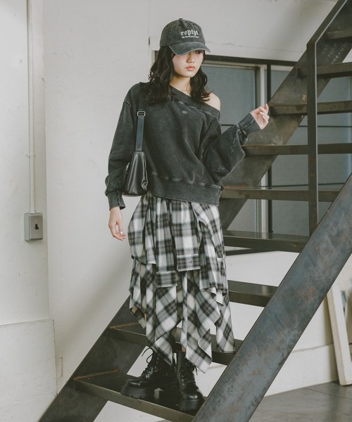 repipi armario（レピピアルマリオ） スカート チェックシャツレイヤー