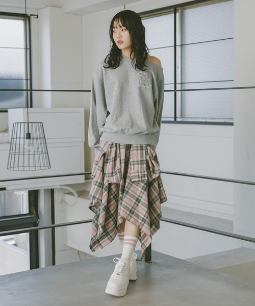 repipi armario（レピピアルマリオ） スカート チェックシャツレイヤー