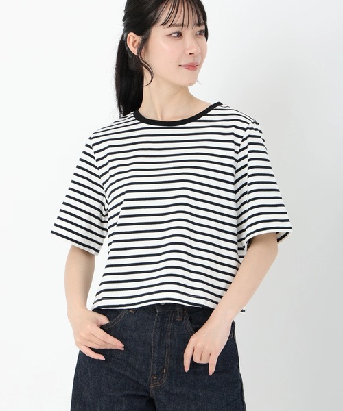 tシャツ ノアールラメボーダー_ラメボーダーTシャツ レディース