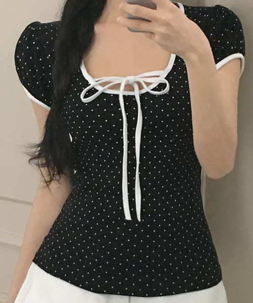 tシャツ 水玉柄パフスリーブ半袖Tシャツ レディース : ZOZOTOWN Yahoo