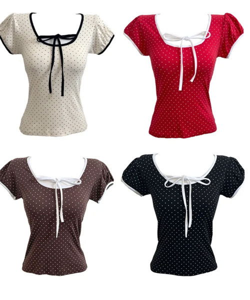 SOOR PLOOM 花柄パフスリーブTシャツ 2Y トップス ブラウス シャツ 花柄パフスリーブレーストップス レディース