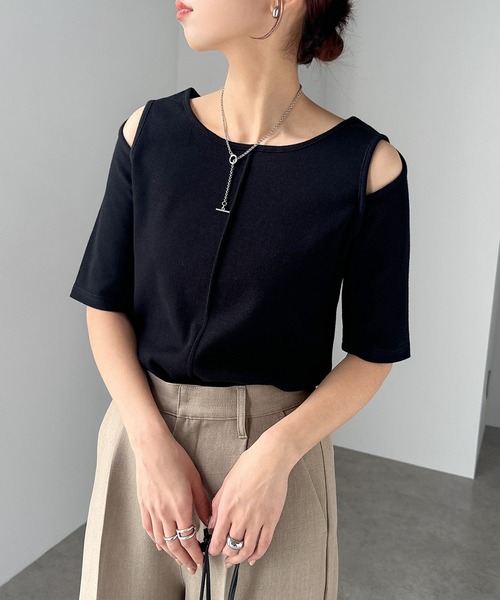 「andme」 「alma design」半袖カットソー M ブラック レディース