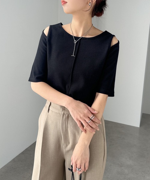 「andme」 「alma design」半袖カットソー M ブラック レディース