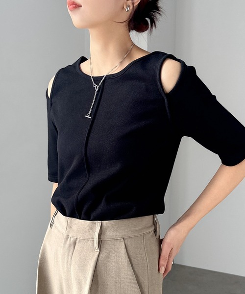 「andme」 「alma design」半袖カットソー M ブラック レディース