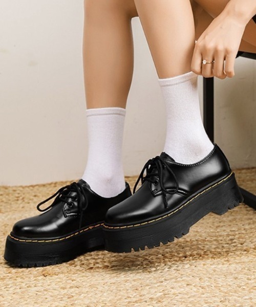 ローファー 厚底レースアップローファー/トラックソールシューズ