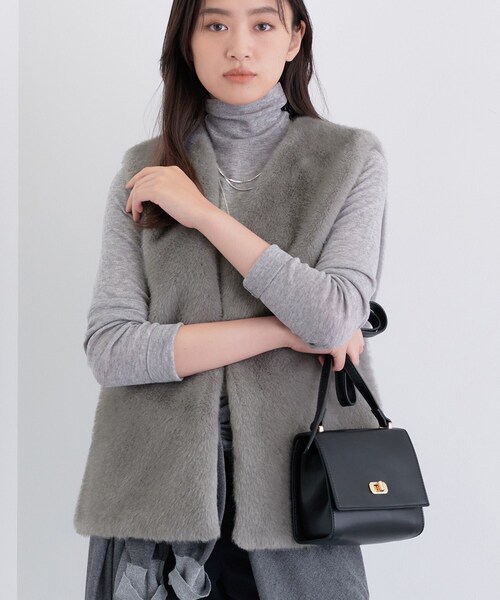 INDIVI ベスト ジレ ミンク調フェイクファージレ レディース