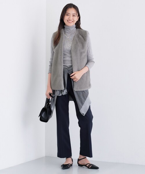ベスト ジレ フェイクファージレ レディース INDIVI ベスト ジレ ミンク調フェイクファージレ レディース