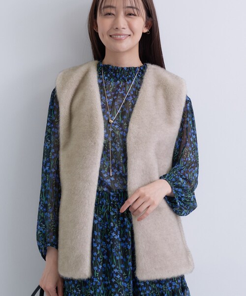 ミンクフェイクベスト　ジレ INDIVI ベスト ジレ ミンク調フェイクファージレ レディース