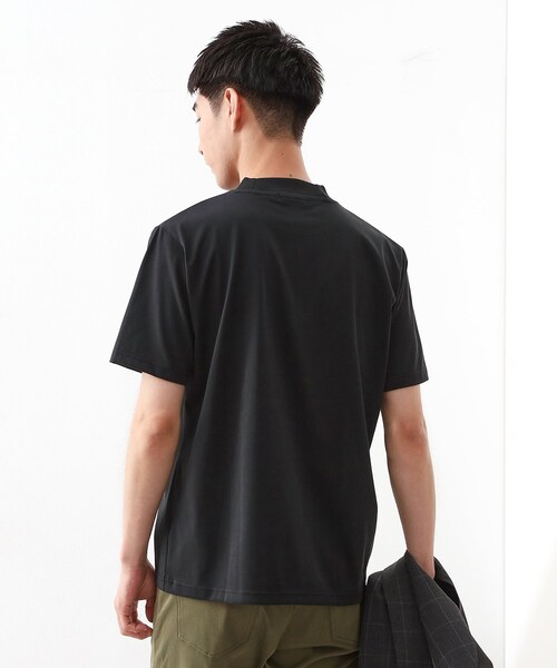半袖ハイネック　モックネック　メンズ　Mサイズ　新品タグ付き　春夏　ブラック THE SHOP TK tシャツ モックネックプレーティング半袖Tシャツ 「接触冷