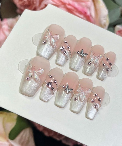 shoppinggo マニキュア ネイル ネイルチップ 蝶々 ハート きらきら