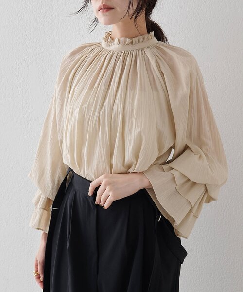 Whim Gazette（ウィム ガゼット） ブラウス シャツ カフスギャザー