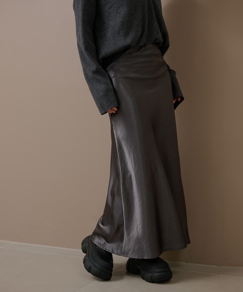 ロング スカート satin narrow long skirt /サテンナローロング