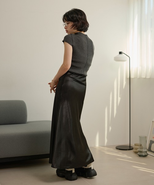 ロング スカート satin narrow long skirt /サテンナローロング