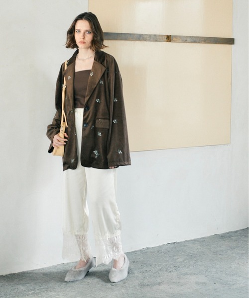 THE Yon ジャケット テーラードジャケット フラワーエンブロイダリー