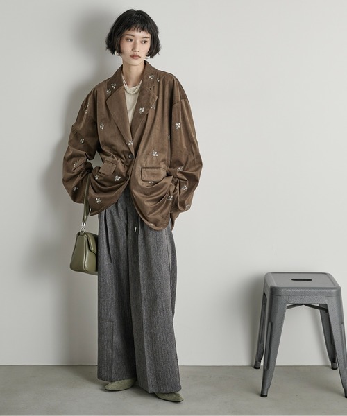 フラワーレージャケット THE Yon ジャケット テーラードジャケット フラワーエンブロイダリー