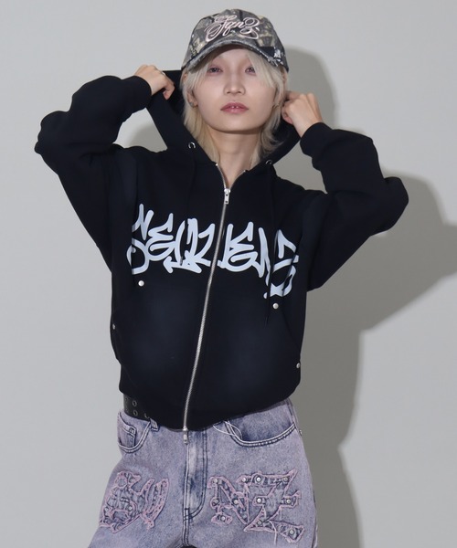 SEQUENZE パーカー 「SEQUENZ/シークエンズ」logo Zip-up short hoodie