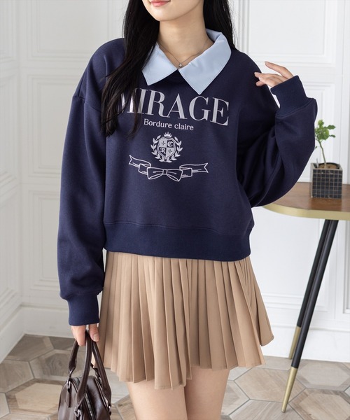 clear トレーナー スウェット 襟付き刺繍ロゴスウェット「再入荷
