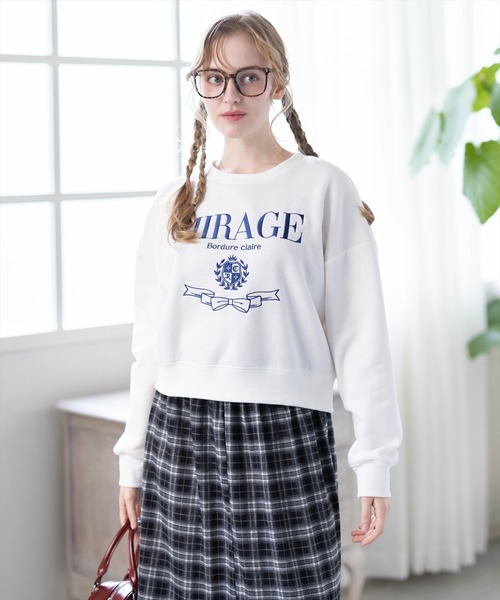 clear トレーナー スウェット 襟付き刺繍ロゴスウェット「大人