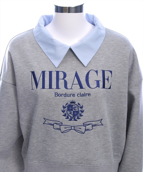 clear トレーナー スウェット 襟付き刺繍ロゴスウェット「大人