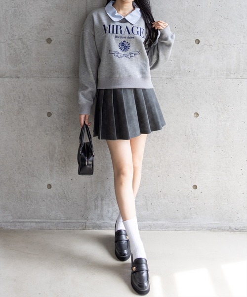 clear トレーナー スウェット 襟付き刺繍ロゴスウェット「大人