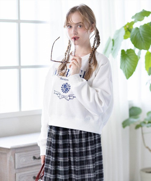 clear トレーナー スウェット 襟付き刺繍ロゴスウェット「大人