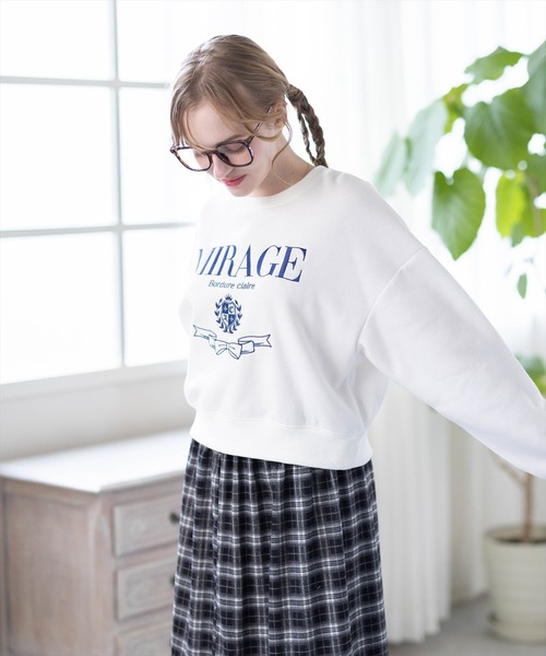 clear トレーナー スウェット 襟付き刺繍ロゴスウェット「大人