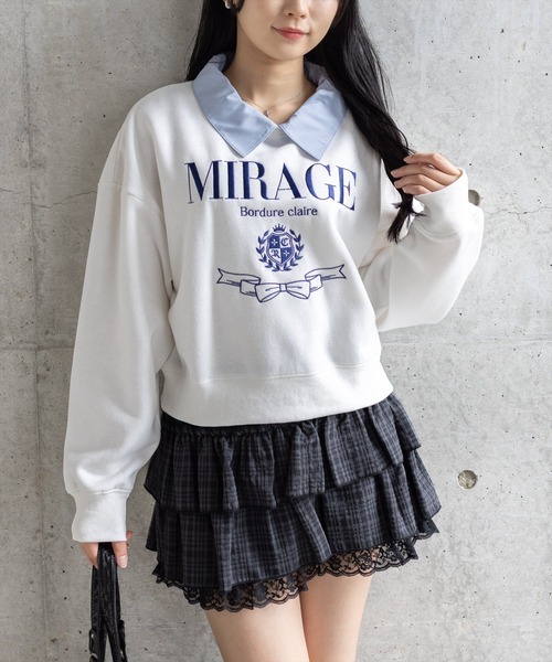 clear トレーナー スウェット 襟付き刺繍ロゴスウェット「大人