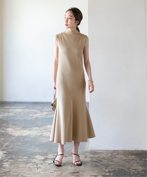 「NOBLE」 ニットワンピース - ネイビー レディース_画像3