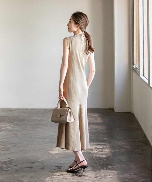 「NOBLE」 ニットワンピース - ネイビー レディース_画像4