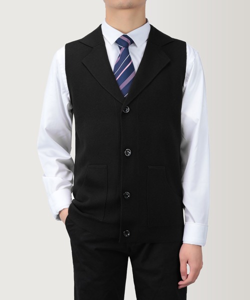 Cloudstyle スーツ ベスト 「Cloudstyle」ニットベスト/襟付き