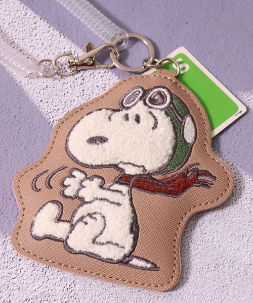 PEANUTS パスケース (ACT)「PEANUTS」サガラ刺繍 フェイクレザー