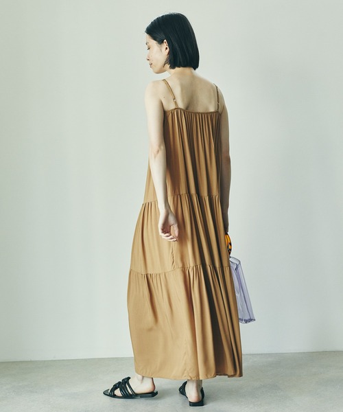 「ECRIRE」 キャミソールワンピース フリー ブラック レディース_画像2